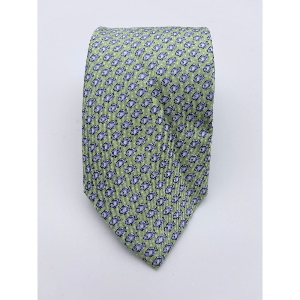 Tommy Hilfiger Tie Mens OS Green Fish Silk Classic Necktie RN 121148